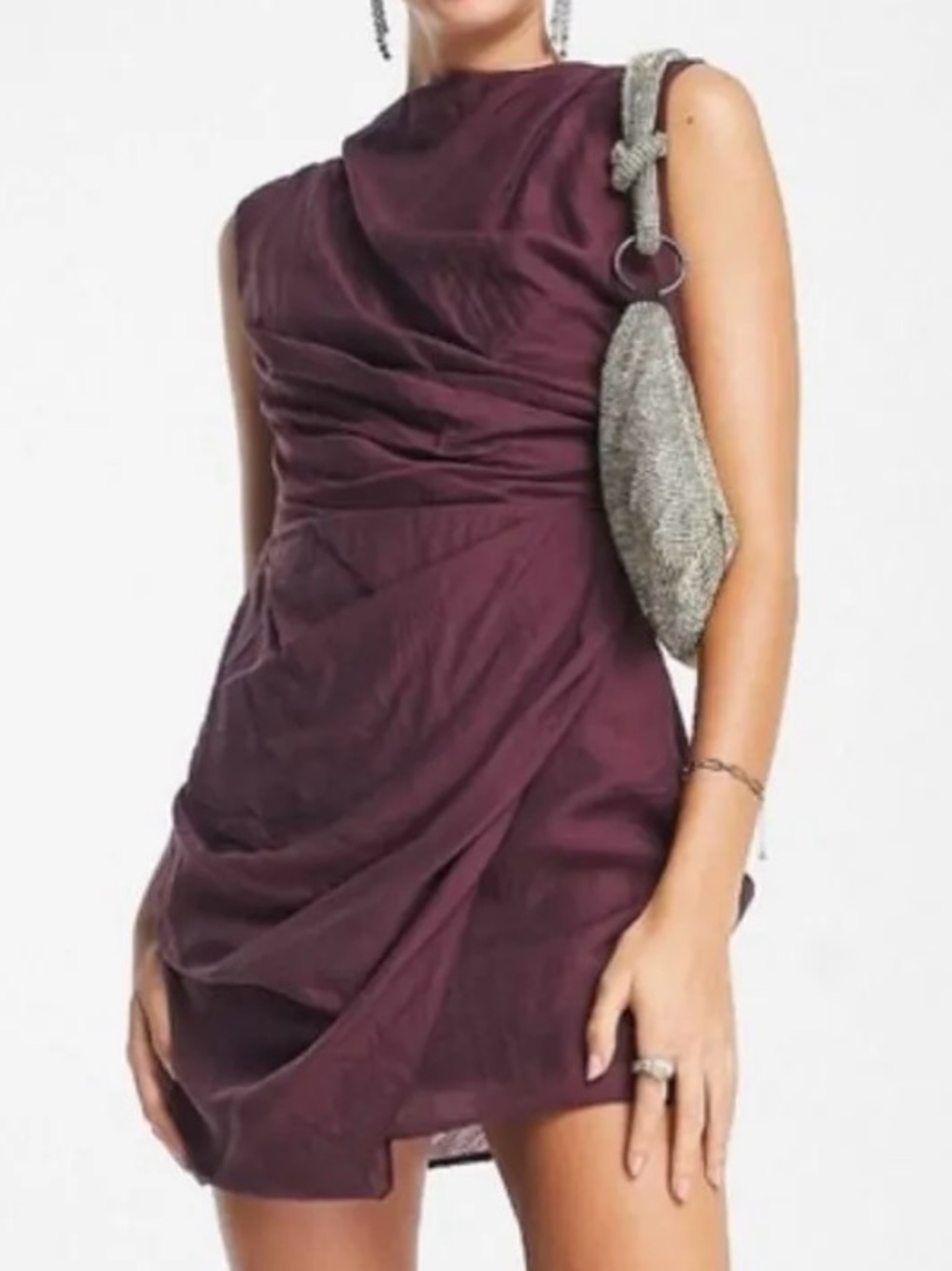 ASOS Plum Sleeveless Draped Mini Dress